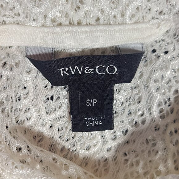 S | RW&CO. | Sheer Lace Ruffle Cuff Blouse - Picture 4 of 5